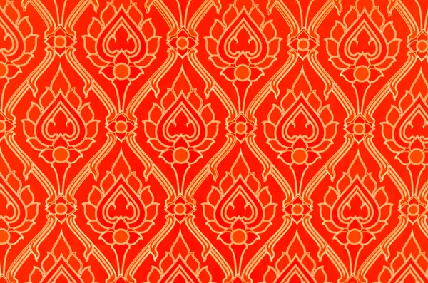Czerwony tajski sztuka tapeta ze wzorem ładne Lotos — Zdjęcie stockowe