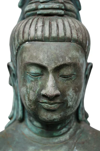 Zbliżenie posąg Buddy w na białym tle — Zdjęcie stockowe