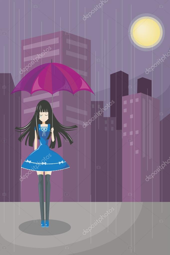 Lonely Cute Girl (vecter) Stock Vector by ©gow27 27399219