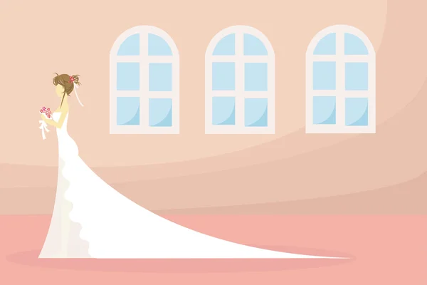 Une mariée attend... ou cette femme attend-elle que le jour soit venu ? — Image vectorielle