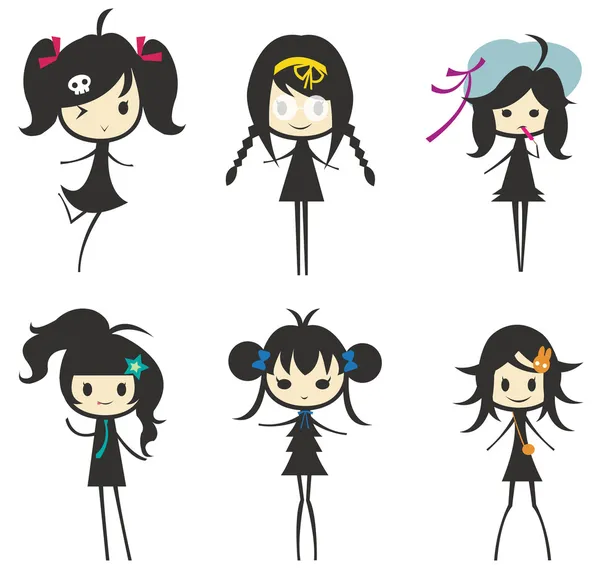 Sets of Little Girl Gang, create by vector — Stock Vector