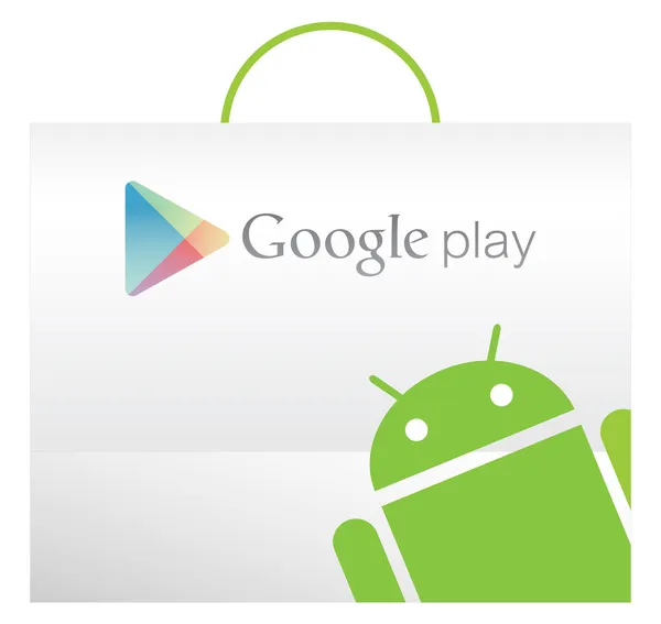 Google play bag with Android texture — Stock Vector