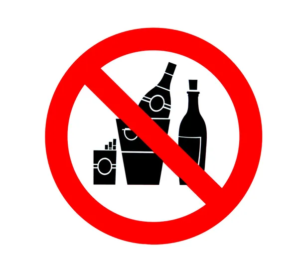 No hay alcohol y el signo de fumar — Foto de Stock