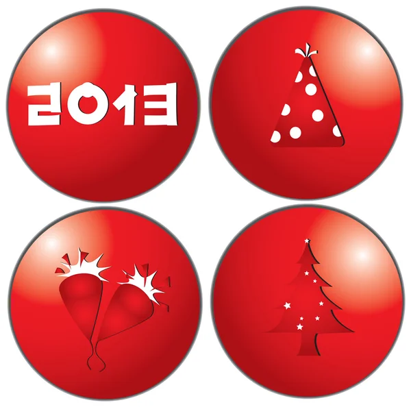 Christmas decoration iconsin red circle — Stock Vector