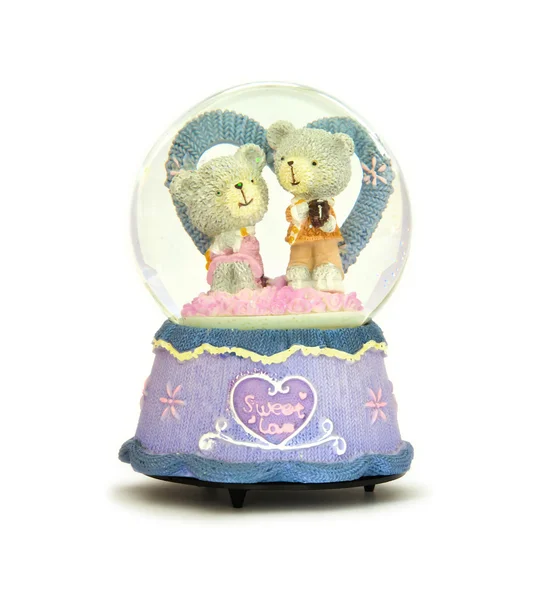 Bonito casal urso em vidro (isolado ) — Fotografia de Stock