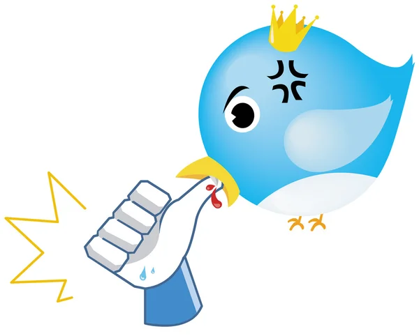 Social network parody - Bird bite Like (with emoticon) — Stock Vector