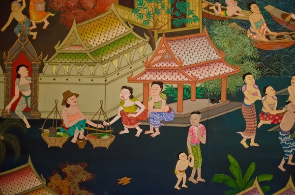 Thai alten Lebensstil vor 300 Jahren. glückliches Königreich. — Stockfoto