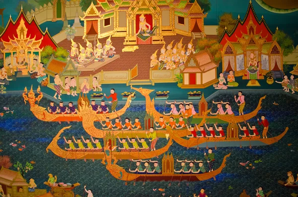 El viejo estilo de vida tailandés hace 300 años. El desafío de la regata . — Foto de Stock