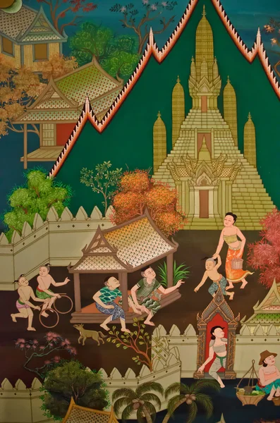 Thai old lifestyle 300 years ago. Land of Buddhism — Stock Photo, Image