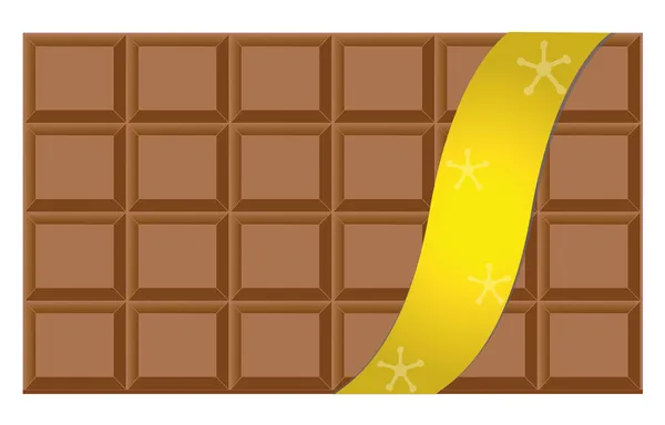 Barra de chocolate con envoltura dorada — Vector de stock