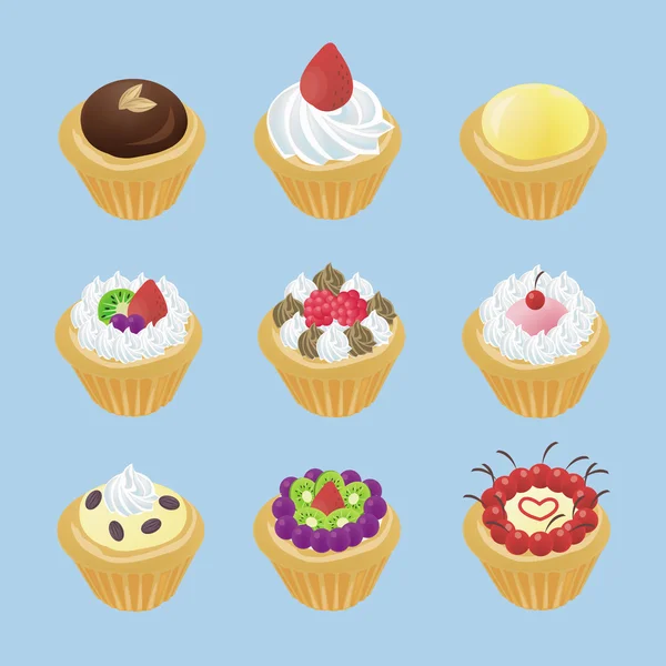 Aranyos sütemények, 9 különböző megjelenés — Stock Vector