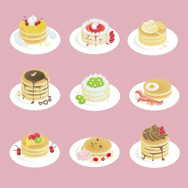 Fancy pancakes with 9 different look — Stock Vector