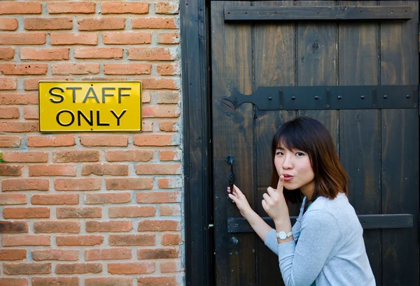 Cute Thai woman is sneaking the secret area