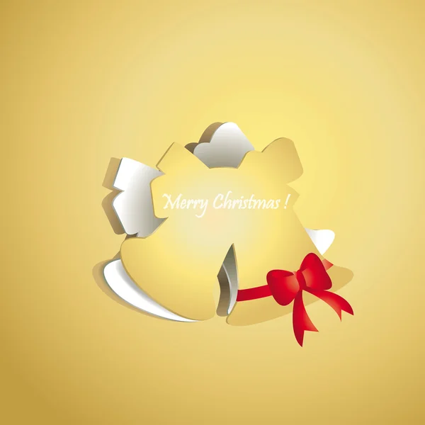 Chrismas bell peel off from gold paper background — Stock Vector