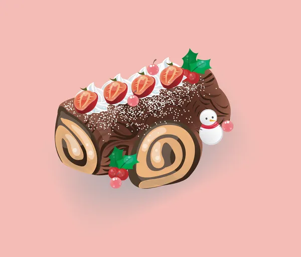 Gâteau en bois rond pour Noël — Image vectorielle