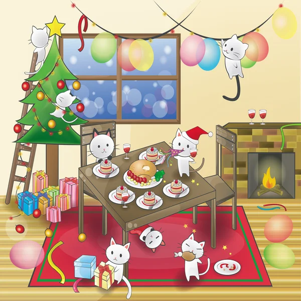 Cat Christmas party! — Stock Vector