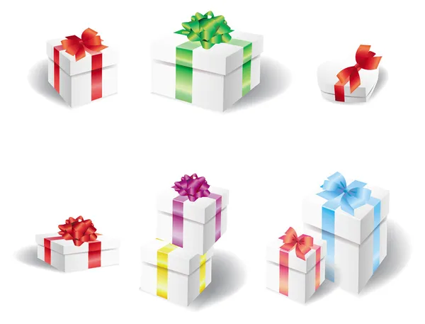 Set of white present box — Stock Vector