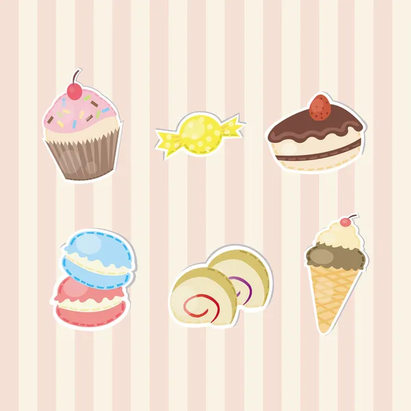 Cute sticker of sweets and candies collection — Stock Vector