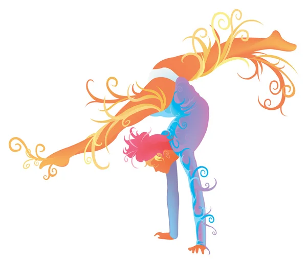 Gymnastic performer with abstract and fantasy concept — Stock Vector