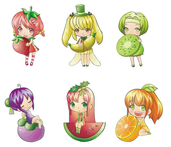 Fruit meisje collectie — Stockvector
