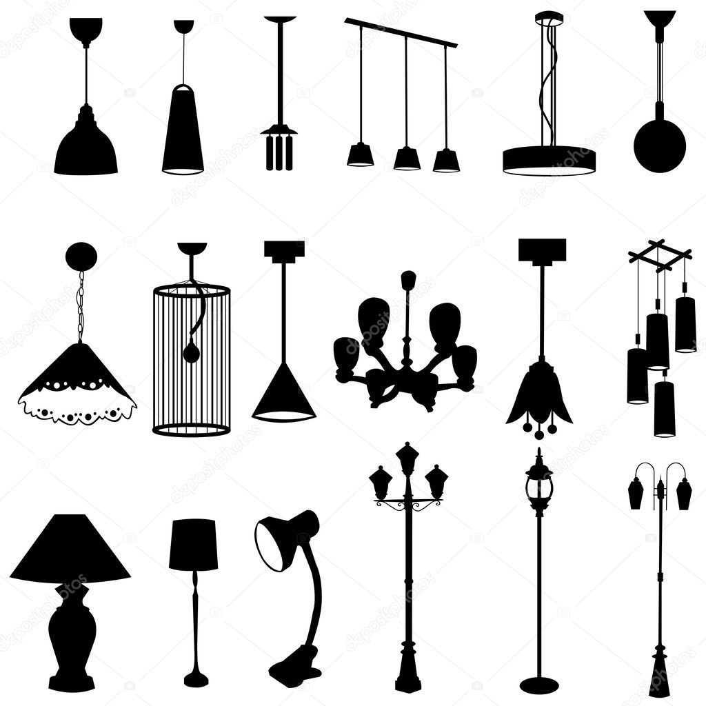 Sets of silhouette lamps, create by vector