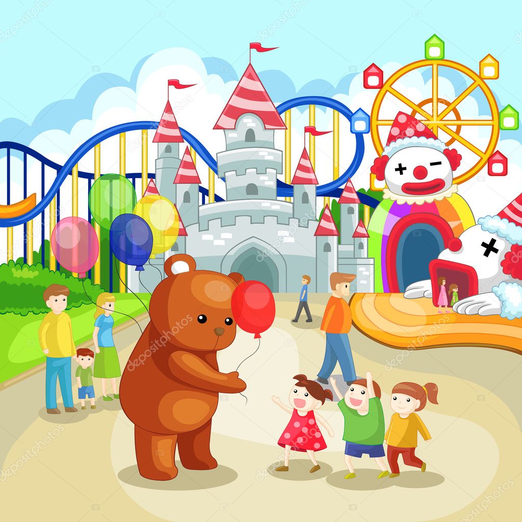 Amusement park for children in summer holiday (vector)
