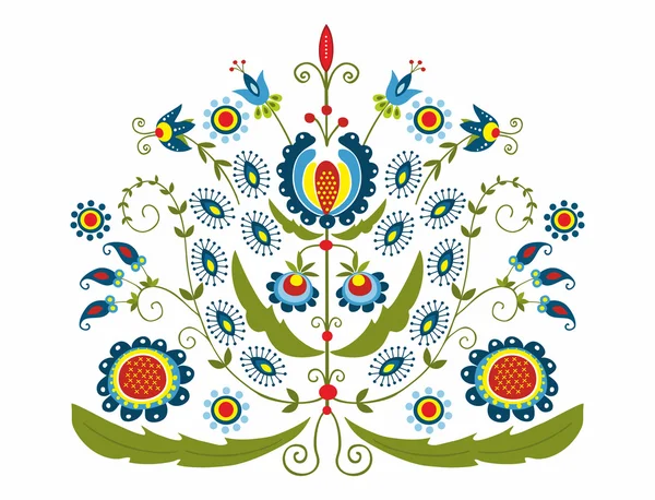 Polish folk with decorative floral — Stock Vector