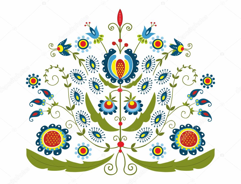 Polish folk with decorative floral