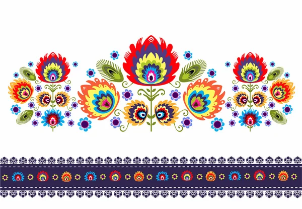 Folk Pattern With Flowers — Stock Vector