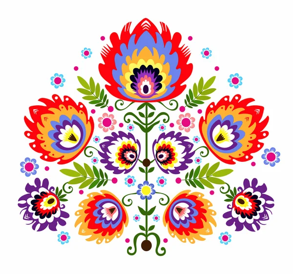 Folk Embroidery Flowers — Stock Vector