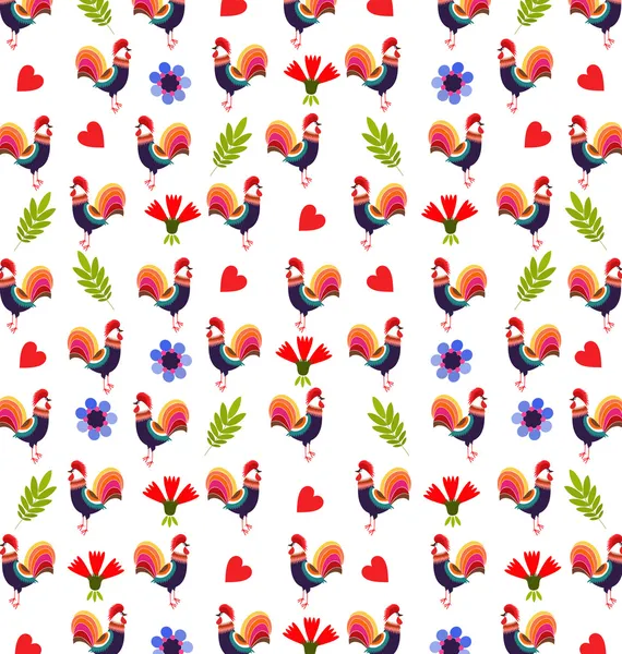 Background With Roosters — Stock Vector