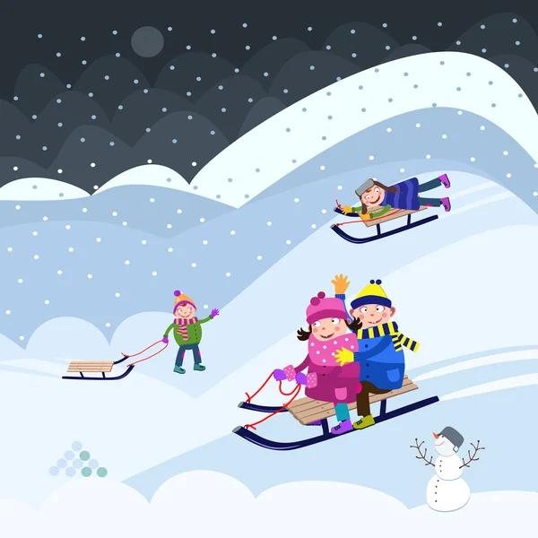 Diversión en la nieve — Vector de stock