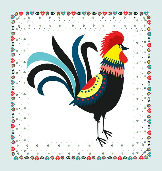 Bordado de gallo — Vector de stock