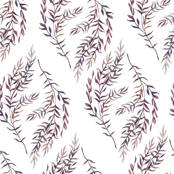 Aquarell zartes, nahtloses Muster mit Blättern. — Stockfoto