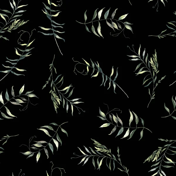 Naadloos patroon met met de hand geschilderde aquarelbladeren. Leuk ontwerp voor de zomer textiel ontwerp, plakboek papier, decoraties. Bloemen naadloos patroon. — Stockfoto