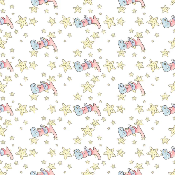 Word Baby Watercolor Seamless Pattern — Stock Fotó