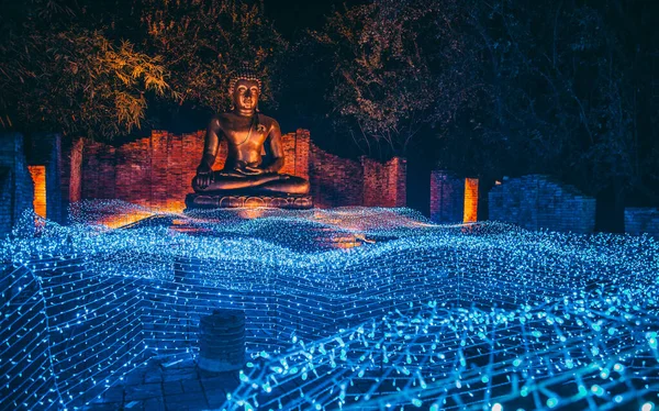 Buddhist tradition light festival in Ratchaburi, Nasatta, Thailand — Stock Photo, Image