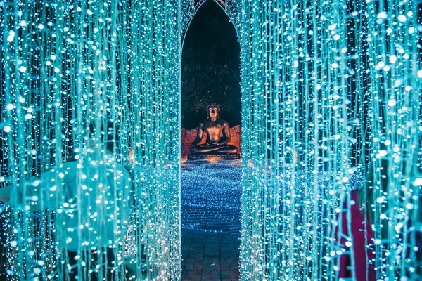 Buddhist tradition light festival in Ratchaburi, Nasatta, Thailand — Zdjęcie stockowe