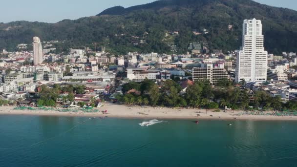 Aerial view in Patong beach in Phuket Province, Thailand — Stock video