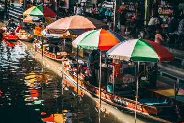 Damnoen Floating Market during covid in Ratchaburi province, Thailand