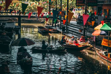 Damnoen Floating Market during covid in Ratchaburi province, Thailand