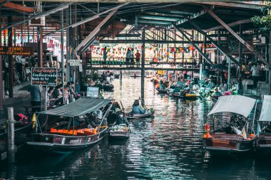 Damnoen Floating Market during covid in Ratchaburi province, Thailand