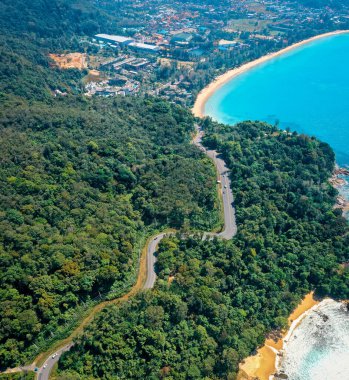Aerial view of Laem Singh beach in Phuket, Thailand