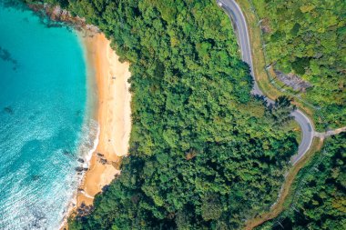 Aerial view of Laem Singh beach in Phuket, Thailand