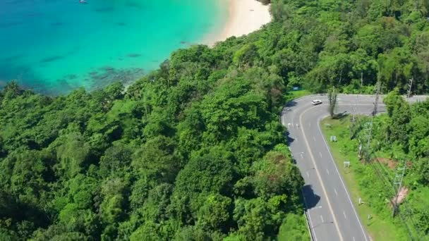 Aerial view of Laem Singh beach in Phuket, Thailand — Stok video