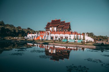 Kraliyet Parkı Rajapruek, Botanik bahçesi ve Chiang Mai, Tayland 'daki pavyon.