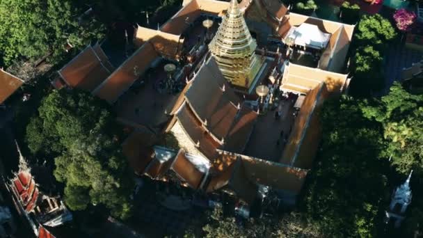 Légi felvétel Wat Phra That Doi Suthep templom Chiang Mai, Thaiföld — Stock videók