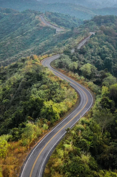Aerial view of Curvy road number 3 in the mountain of Pua district, Nan province, Thailand — стокове фото