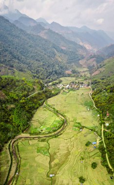 Wat Ban Wen pirinç tarlaları Nan, Tayland, Güneydoğu Asya