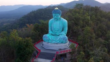 Aerial view of Wat Doi Prachan Mae Tha or Wat Phra That Doi Phra Chan in Lampang, Thailand